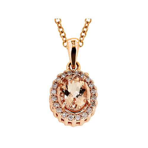 9kt Rose Gold Morganite Diamond Pendant-Oval (7x5mm) – Harris