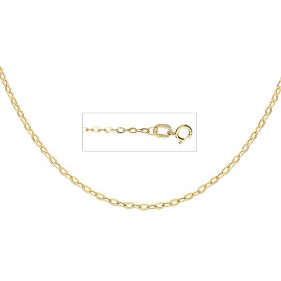 9ct Yellow Gold Hollow Link Chain (1.5mm)