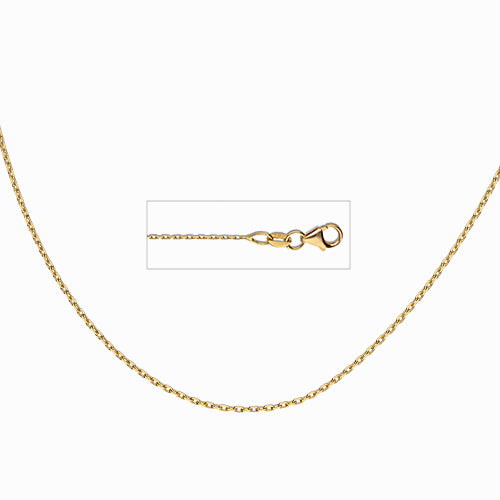 9ct Yellow Gold Oval Diamond Cut Anchor 030 Pendant Chain (0.90mm)