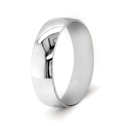 9ct White Gold Comfort Fit Wedding Band (6mm)