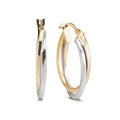 9ct Two Tone Yellow & White Gold Hoop Earrings 24mm