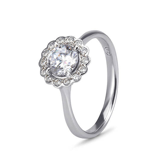 9ct Yellow Gold Cubic Zirconia Halo Ring (0.97ct)
