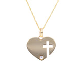 9ct Yellow Gold Cross Cut Out Heart Pendant (17.9x15.8mm) - Engrave your own name and date