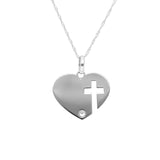 9ct Yellow (White or Rose) Gold Cross Cut Out Heart Pendant (17.9x15.8mm) - Engrave your own name and date