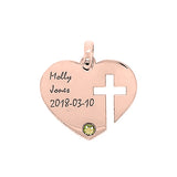 9ct Yellow (White or Rose) Gold Cross Cut Out Heart Pendant (17.9x15.8mm) - Engrave your own name and date
