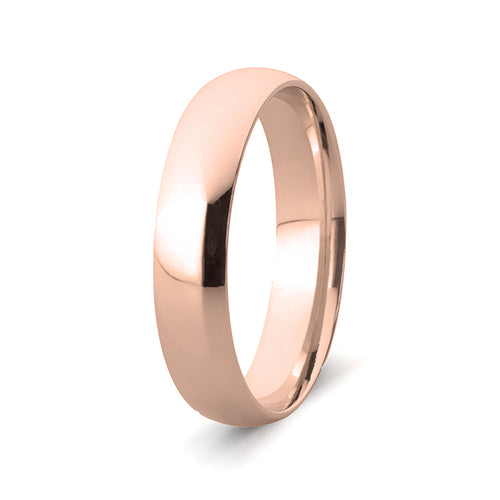 9ct Rose Gold Comfort Fit Wedding Band (5mm)