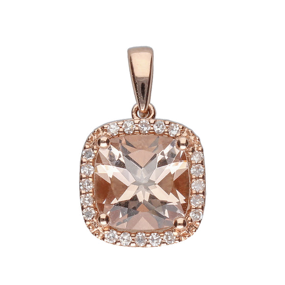 9ct Rose Gold Morganite & Diamond Pendant Cape Town South Africa Online Trendy Jeweller