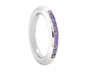 Silver Purple Channel Set Cubic Zirconia Ring