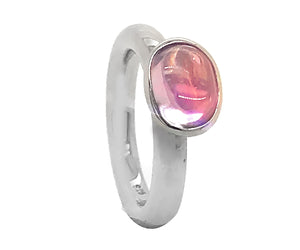 Silver Pink Oval Cabachon Cubic Zirconia Ring Cape Town South Africa