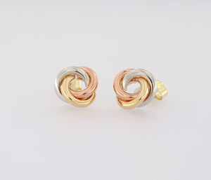 9ct Tri-Colour Gold Knotted Earrings