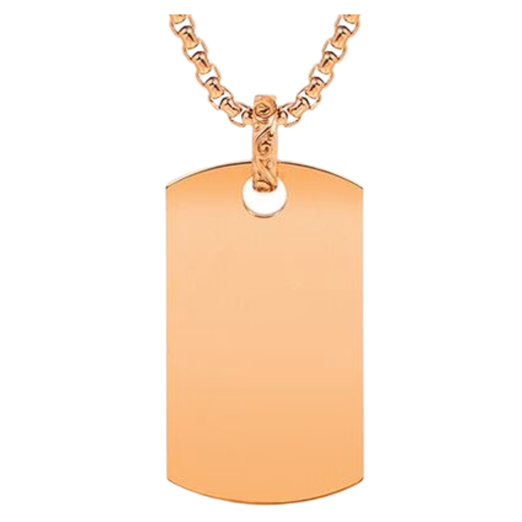 ARZ Steel Gold Dog Tag Pendant w/Chain 28"