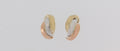 9ct Tri-Colour Gold Crossover Stud Earrings
