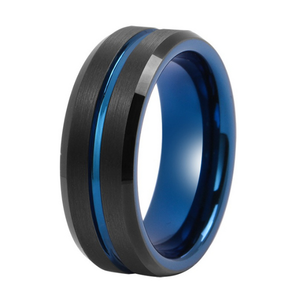 Tungsten Black Matt Blue Ring