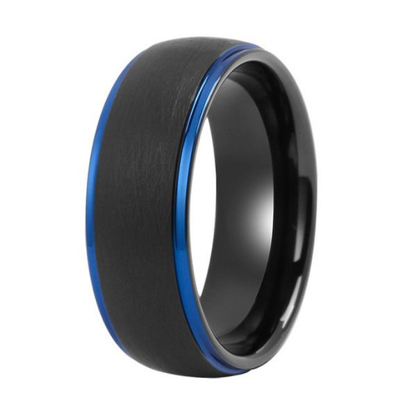 Tungsten Black Matt Blue Edge Ring