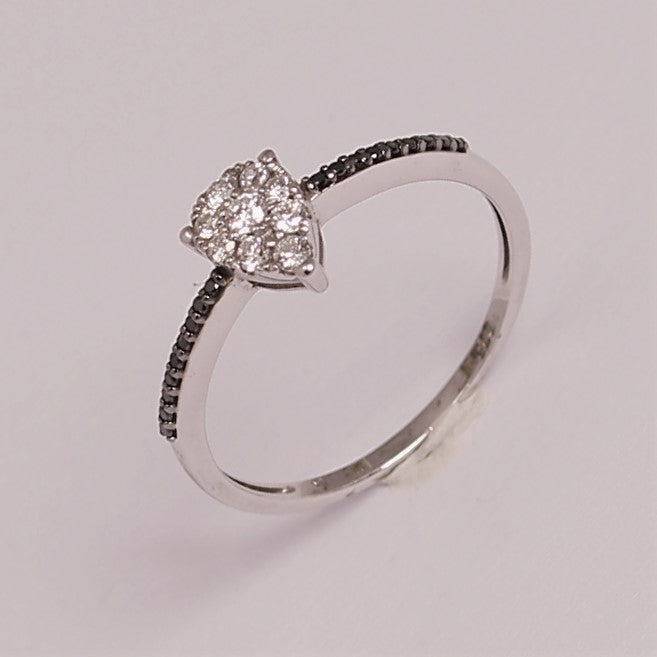 9ct White Gold Black & White Diamond Ring