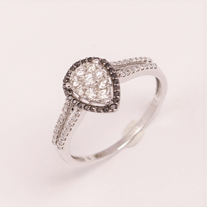 9ct White Gold Black & White Diamond Ring