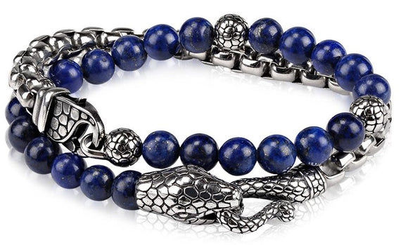 ARZ Steel Lapis blue steel snake wrap bracelet