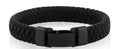 ARZ Steel AAA Italian Leather Black Steel ID Clasp Bracelet