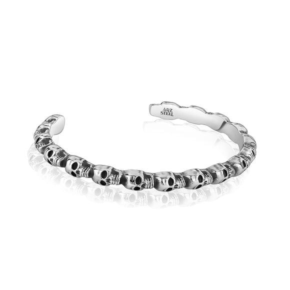 ARZ Steel Stainless steel skull head bridge bangle