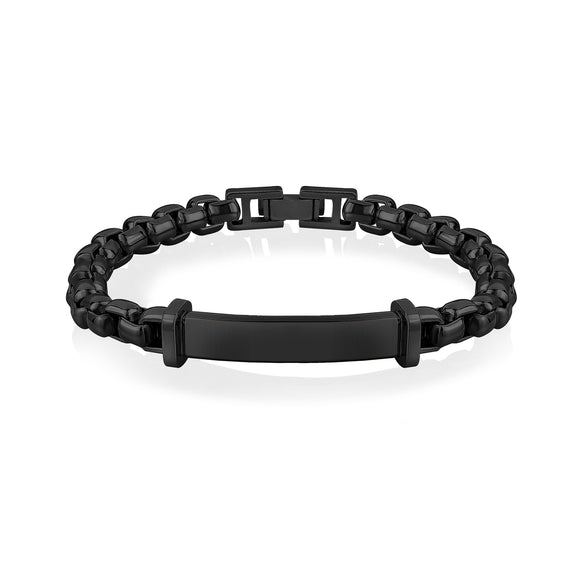 ARZ Steel Black steel box link ID bracelet