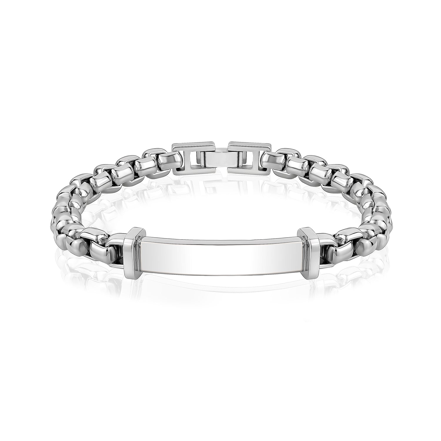 ARZ Steel Steel box link ID bracelet