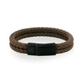 ARZ Steel Double row brown leather bracelet