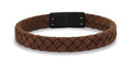 ARZ Steel 10mm Flat Brown Leather Bracelet