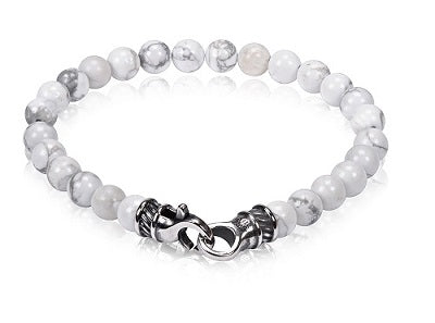 ARZ Steel 7mm Jade Stone Bead Bracelet