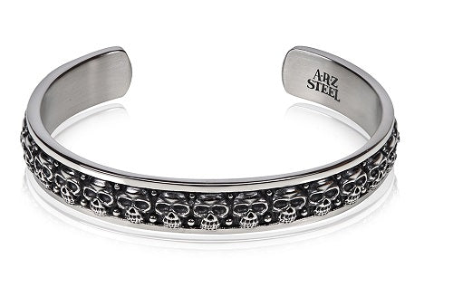 ARZ Steel Steel Open Cuff Bangle