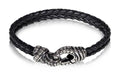 ARZ Steel 4mm Black Leather Steel Bracelet