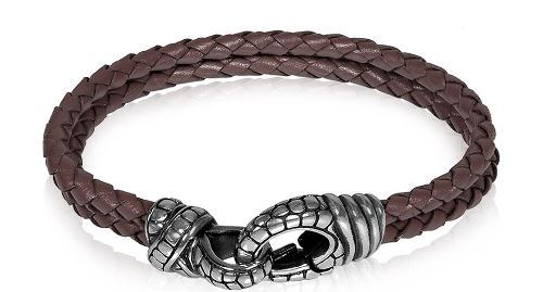 ARZ Steel 4mm Brown Leather Steel Bracelet