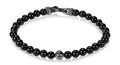 ARZ Steel 6mm Black Onyx Bead Bracelet