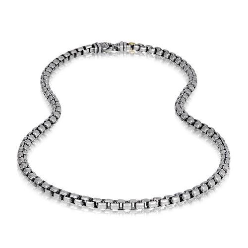 ARZ Steel Round Box Link Necklace 26"