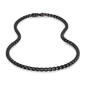 ARZ Steel Black Round Box Link Necklace 26"