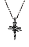 ARZ Steel Rock Cross Pendant w/28" Chain