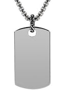 ARZ Steel Steel Dog Tag Pendant w/Chain 28"