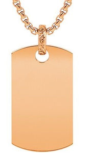 ARZ Steel Rose Gold Dog Tag Pendant w/Chain 28"