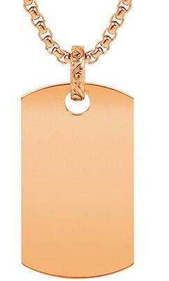 ARZ Steel Rose Gold Dog Tag Pendant w/Chain 28