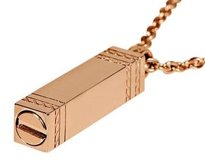 ARZ Steel Rose gold rectangle ashes pendant w/chain 28"
