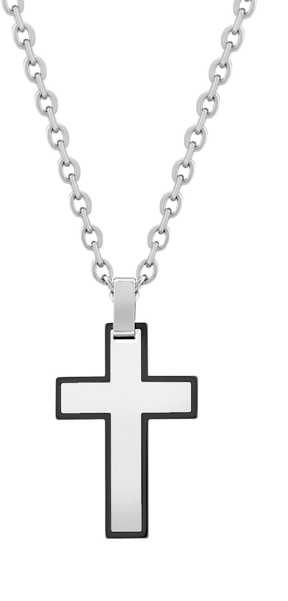 ARZ Steel Black Steel Cross Pendant w/chain