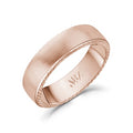 ARZ Steel 6mm Flat Rose Gold Steel Ring W/ Diamond Cut Edges