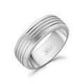 ARZ Steel 8mm Matte Steel 4 Lined Diamond Cut Edges Ring