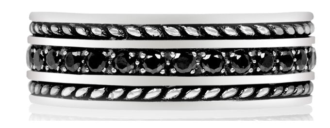 ARZ Steel Steel Black Stone Ring