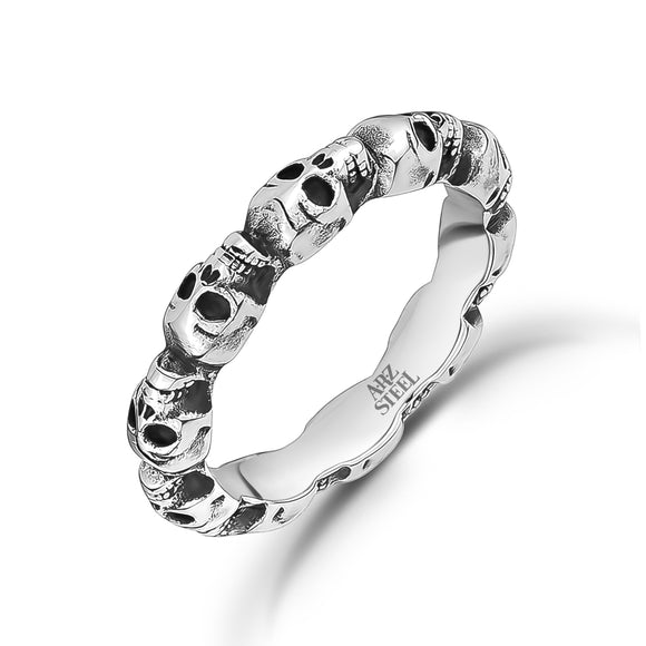 ARZ Steel Stainless steel skull head brIDge ring