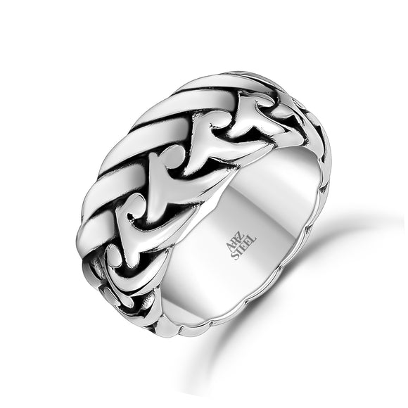ARZ Steel Stainless steel detailed ring