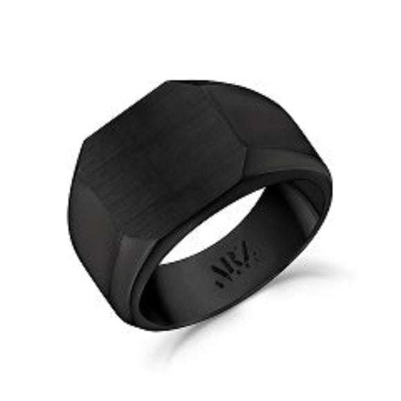 ARZ Steel Black Steel Matte Signet Ring