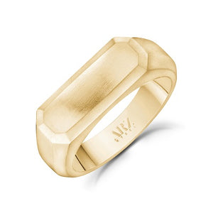ARZ Steel Matte Gold Steel Rectangle Signet Ring
