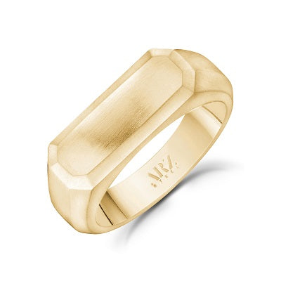ARZ Steel Matte Gold Steel Rectangle Signet Ring