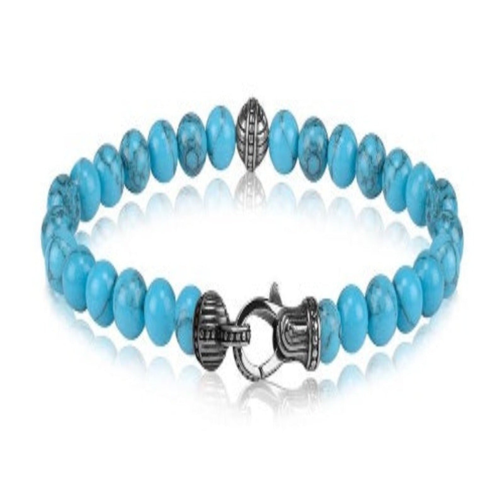 ARZ Steel 6mm Turquoise Bead Bracelet