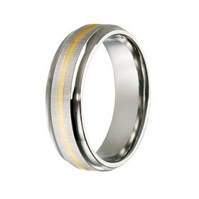 Titanium & Single Band 9ct Yellow Gold Inlay Ring (7mm)